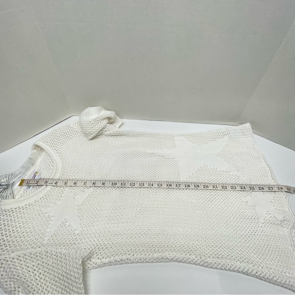 Cotton Country White Size SP Open Knit Sweater Cover Up Star Knitted Pattern Top - Picture 6 of 11